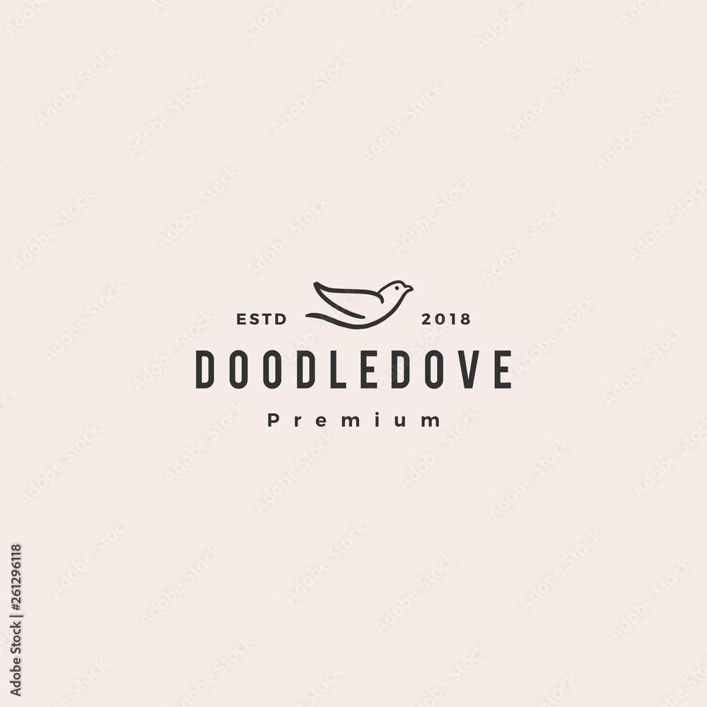 doodle dove logo vector icon illustration
