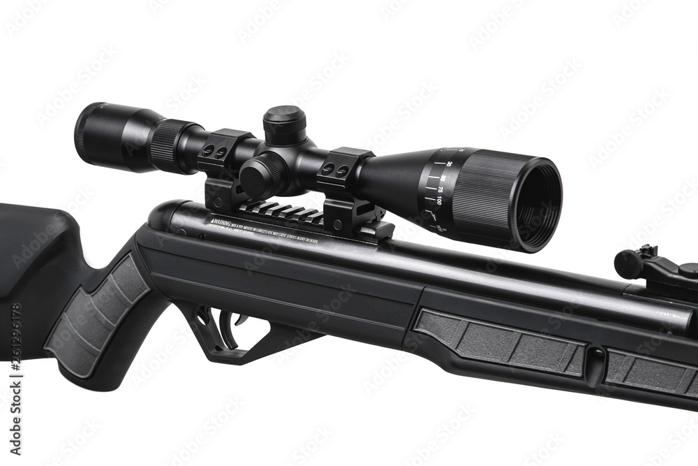 pneumatic rifle iwith telescopic sight solated on white