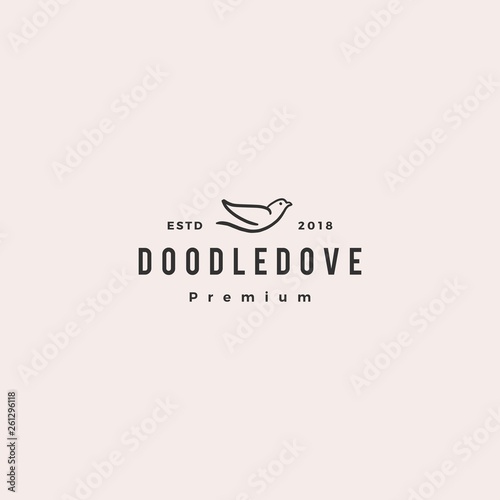 doodle dove logo vector icon illustration