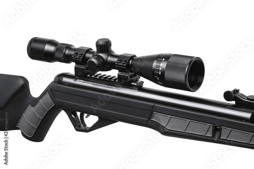 pneumatic rifle iwith telescopic sight solated on white © solidmaks