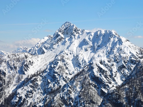 mountains with snow in winter of European Alps in the Italy