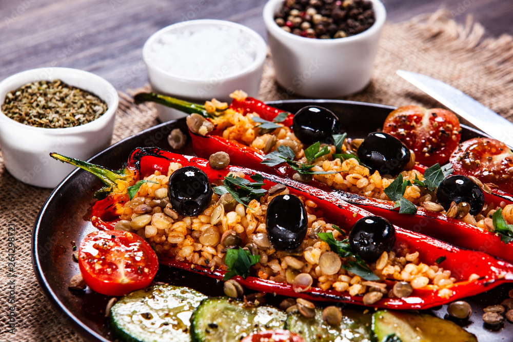 Fototapeta premium Pepper stuffed with groats and vegetables