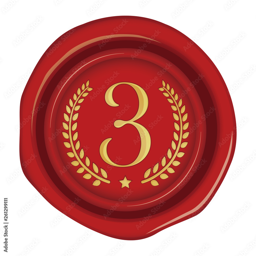 Sealing wax ,stamp illustration / number, ranking (3rd place) Sealing wax ,stamp illustration / number, ranking (3rd place)