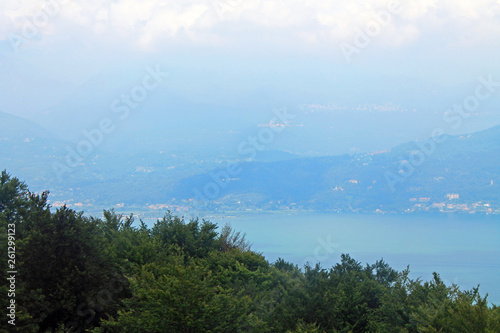 Top view of Stresa Italy and lake Maggiore