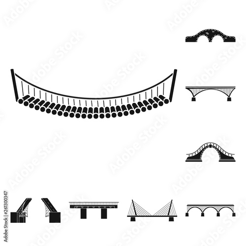 Vector design of construct and side symbol. Set of construct and bridge stock vector illustration.