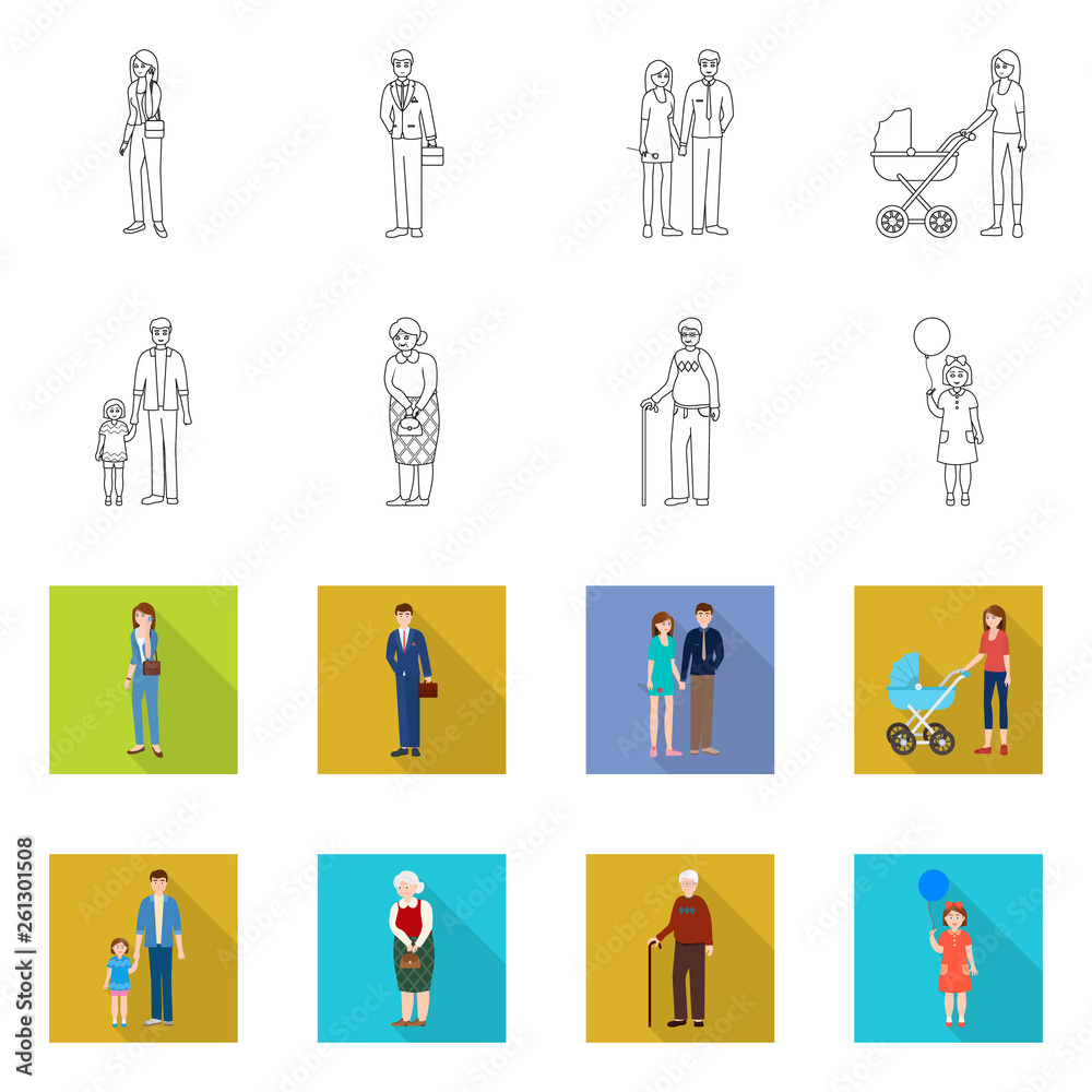 Isolated object of character and avatar  icon. Collection of character and portrait stock symbol for web.