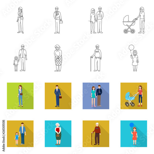 Isolated object of character and avatar icon. Collection of character and portrait stock symbol for web.