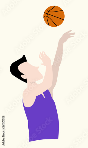 Basketball player throwing the ball. Isolated. Flat style vector illustration. © Danalva