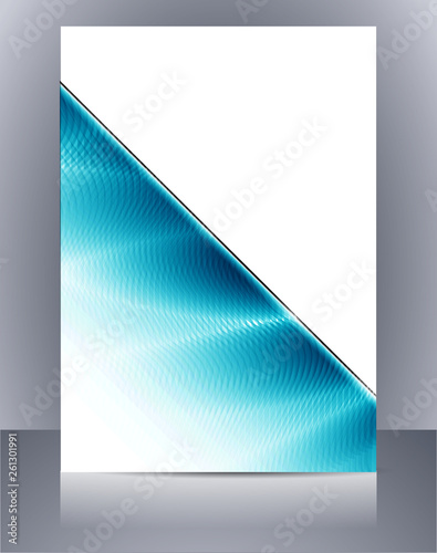 Abstract glossy wavy lines minimal concept background. Vertical A4 page size brochure & flyer cover template.
