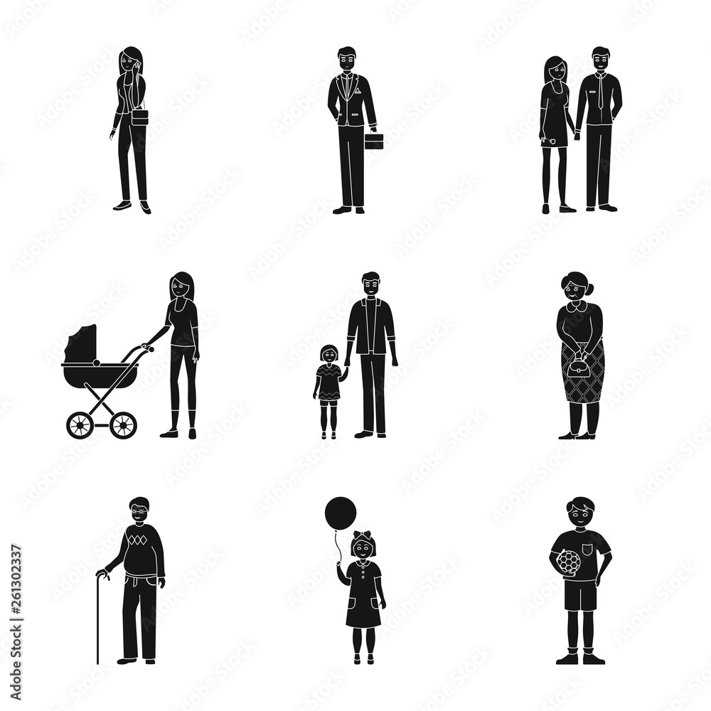 Isolated object of face and portrait icon. Set of face and people stock symbol for web. Isolated object of face and portrait icon. Set of face and people stock symbol for web.