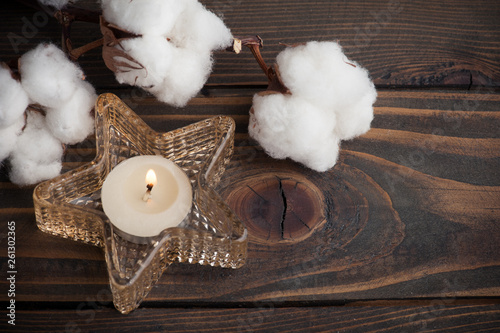Star shape candle and cotton