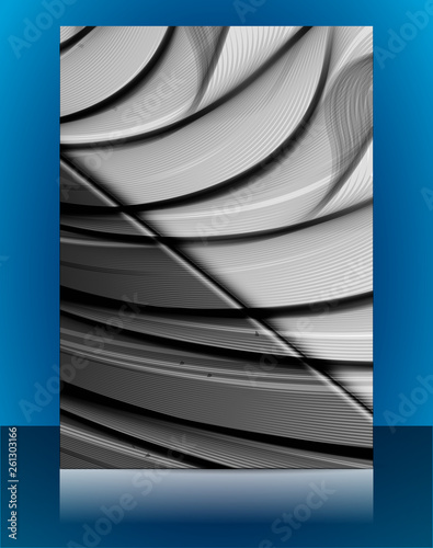 Abstract glossy wavy lines minimal concept background. Vertical A4 page size brochure & flyer cover template.