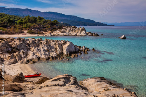 Fototapeta Naklejka Na Ścianę i Meble -  Kavourotrypes or Orange is a small beaches in Sithonia, Chalkidiki, Greece