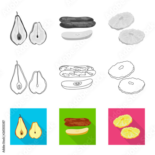 Isolated object of food and raw logo. Set of food and nature vector icon for stock.