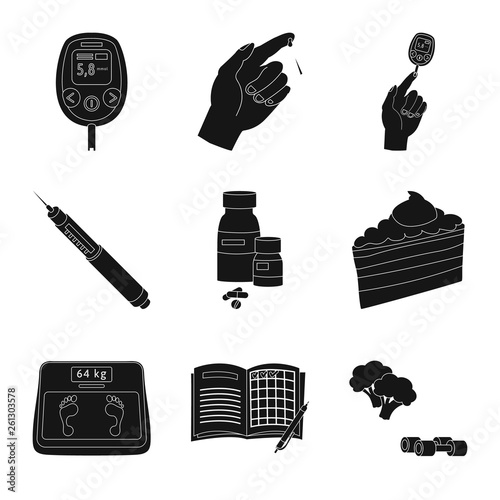 Vector illustration of healthcare and medicine symbol. Collection of healthcare and diabetes vector icon for stock.