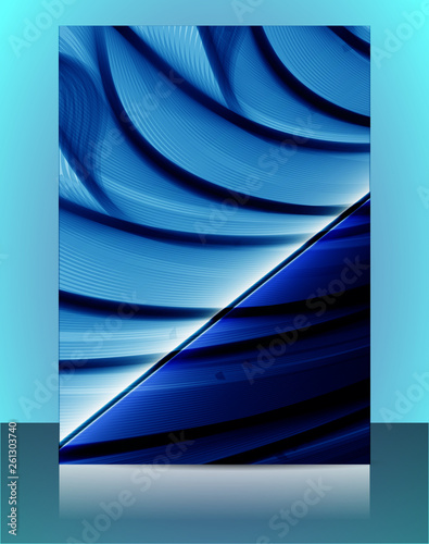Abstract glossy wavy lines minimal concept background. Vertical A4 page size brochure & flyer cover template.