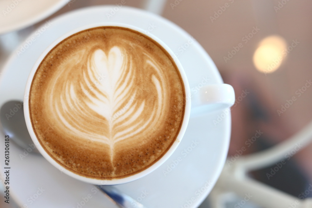 hot latte coffee drink put on table in the morning day hot latte coffee drink put on table in the morning day