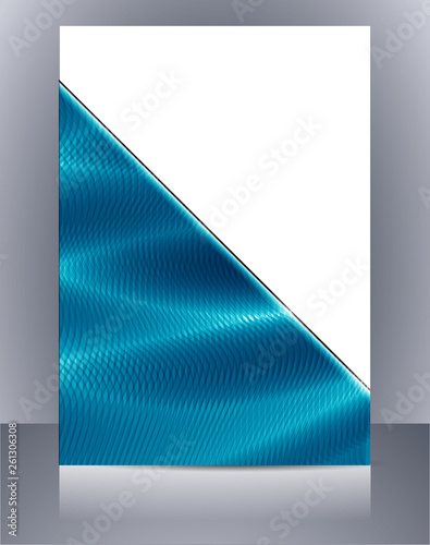 Abstract glossy wavy lines minimal concept background. Vertical A4 page size brochure & flyer cover template.