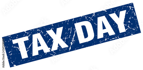 square grunge blue tax day stamp
