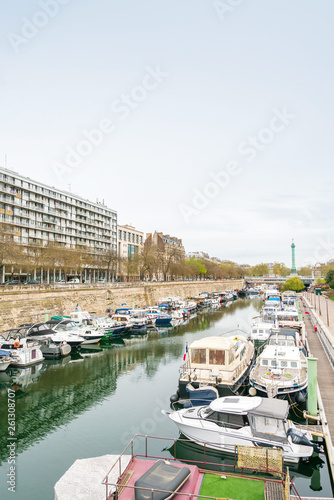 PARIS, FRANCE - APRIL 7, 2019: The Bastille was built to defend the eastern approach to the city of Paris, France