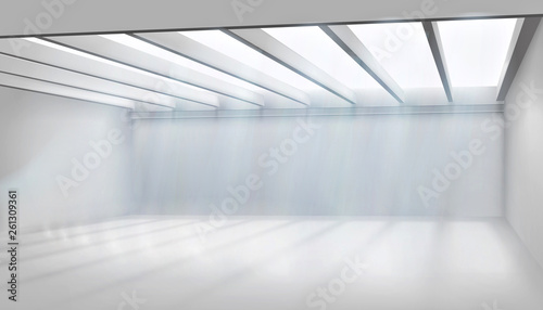 Large room with a glass roof. Vector illustration.