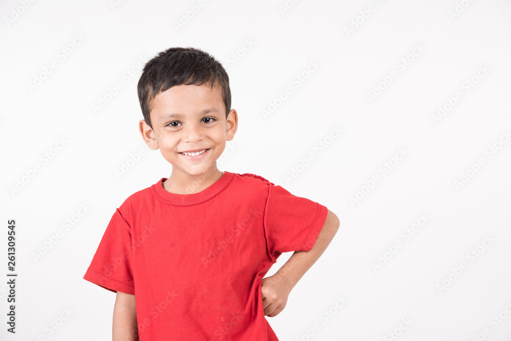 Arab child standing on white background