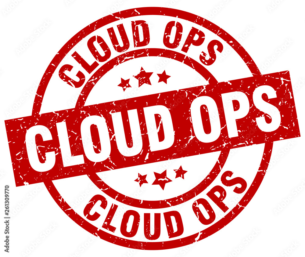 cloud ops round red grunge stamp