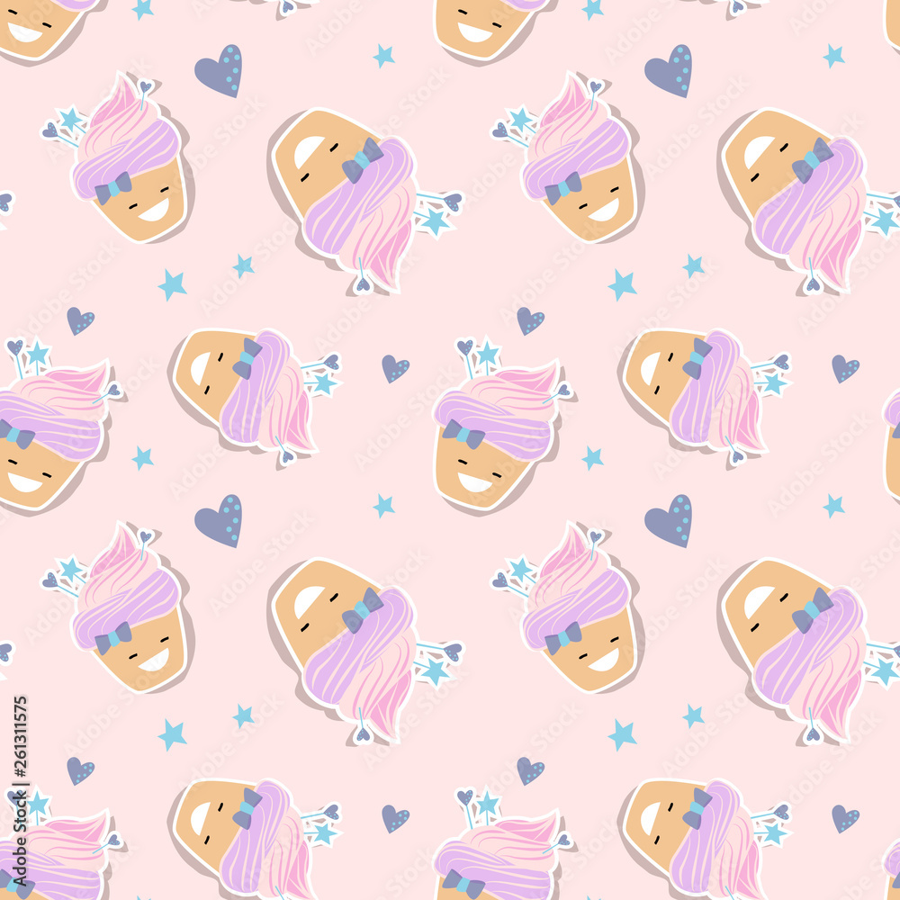Seamless pattern with funny cupcakes Seamless pattern with funny cupcakes