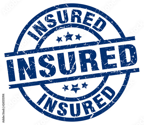 insured blue round grunge stamp