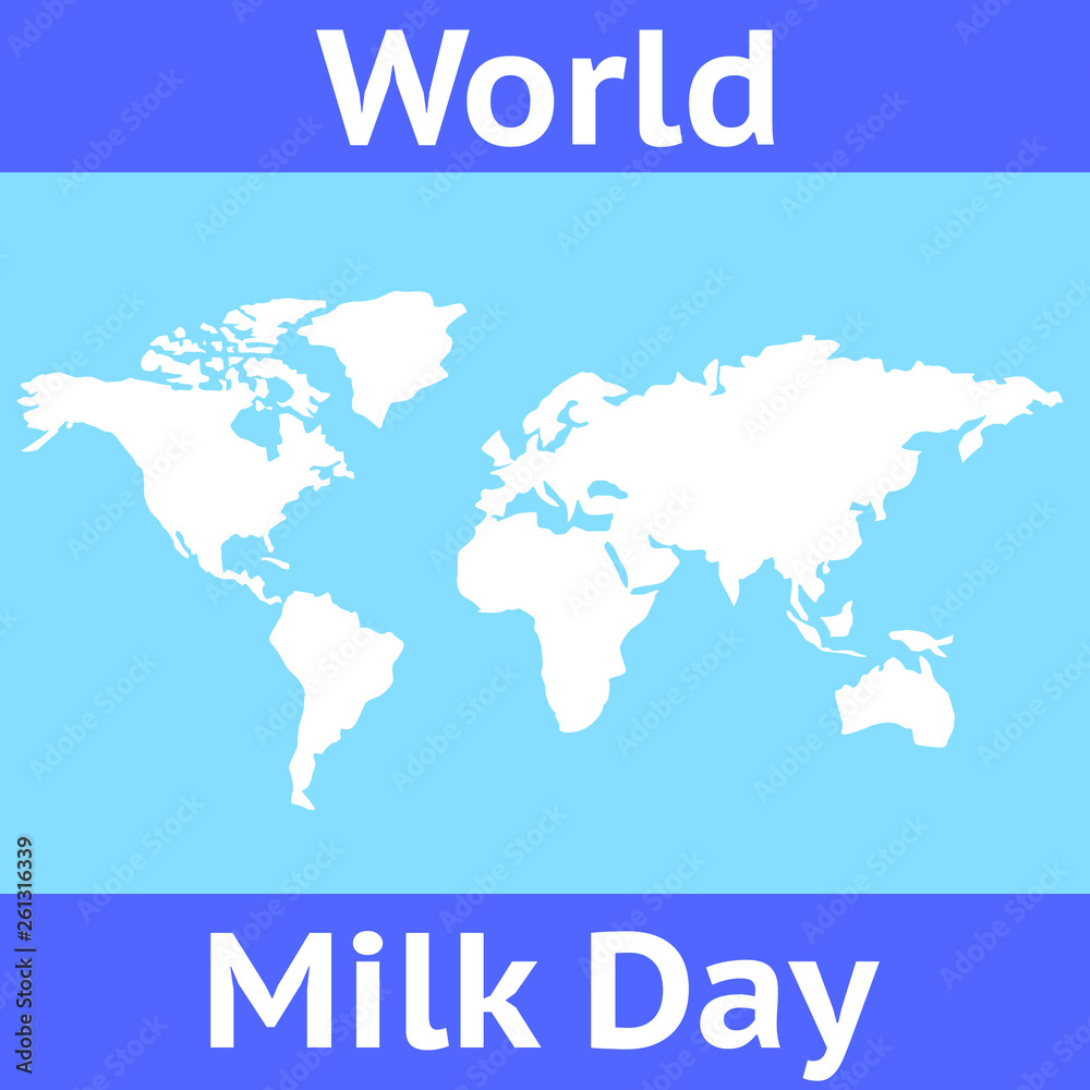 World Milk Day. Vector illustration of the world in color white like milk. World Milk Day. Vector illustration of the world in color white like milk.