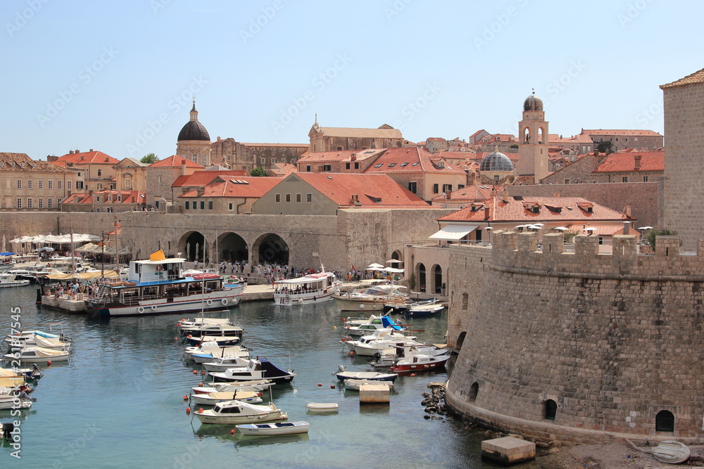 Dubrovnik Croatia, May 24 2018: Old town harbor