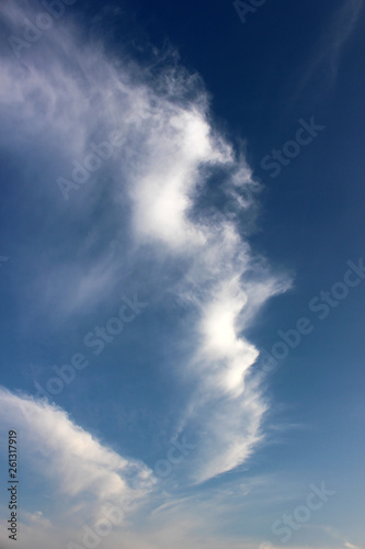 Fine wispy cloud forming a shape resembling a side profile of a human face