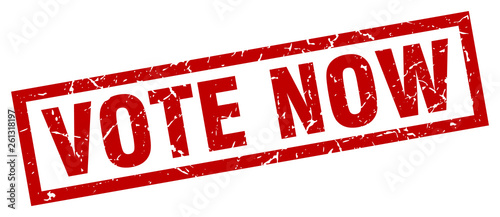 square grunge red vote now stamp