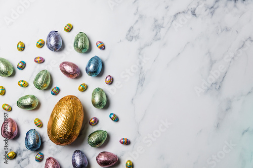 Easter egg chocolate treats wrapped in shiny coloured foil