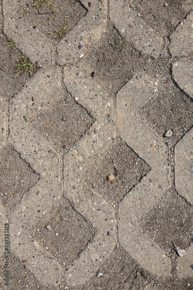 Parking pattern of square cement floor tiles