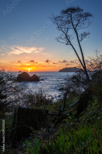 Rocky Beach Landscape at Sunset, Trinidad, California photo