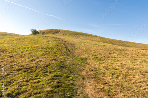 walk on the antola mountain in Italy on a sunny day photo