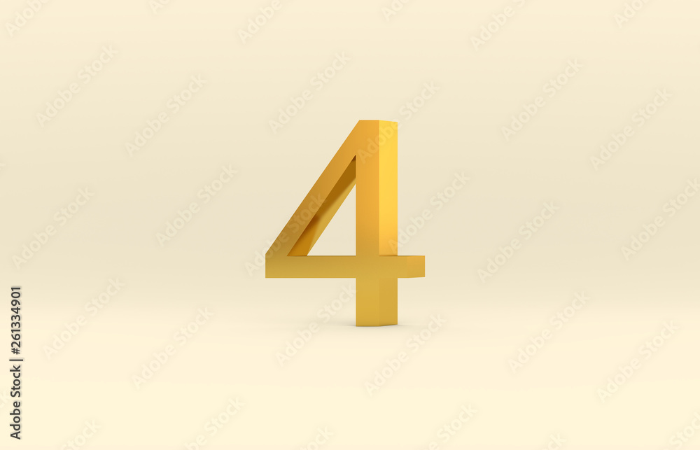 Fototapeta premium Abstract luxury 3d number 4. Gold texture, 3d render.