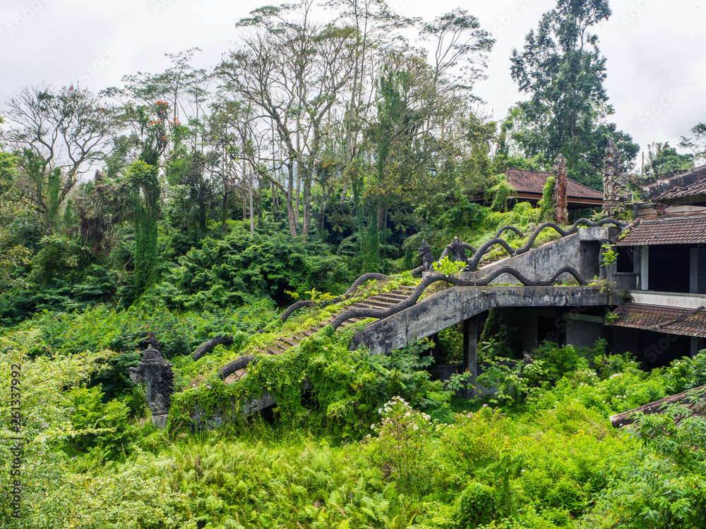 Staircase of an abandoned hotel in Bali. Beautiful landscape. Staircase of an abandoned hotel in Bali. Beautiful landscape.