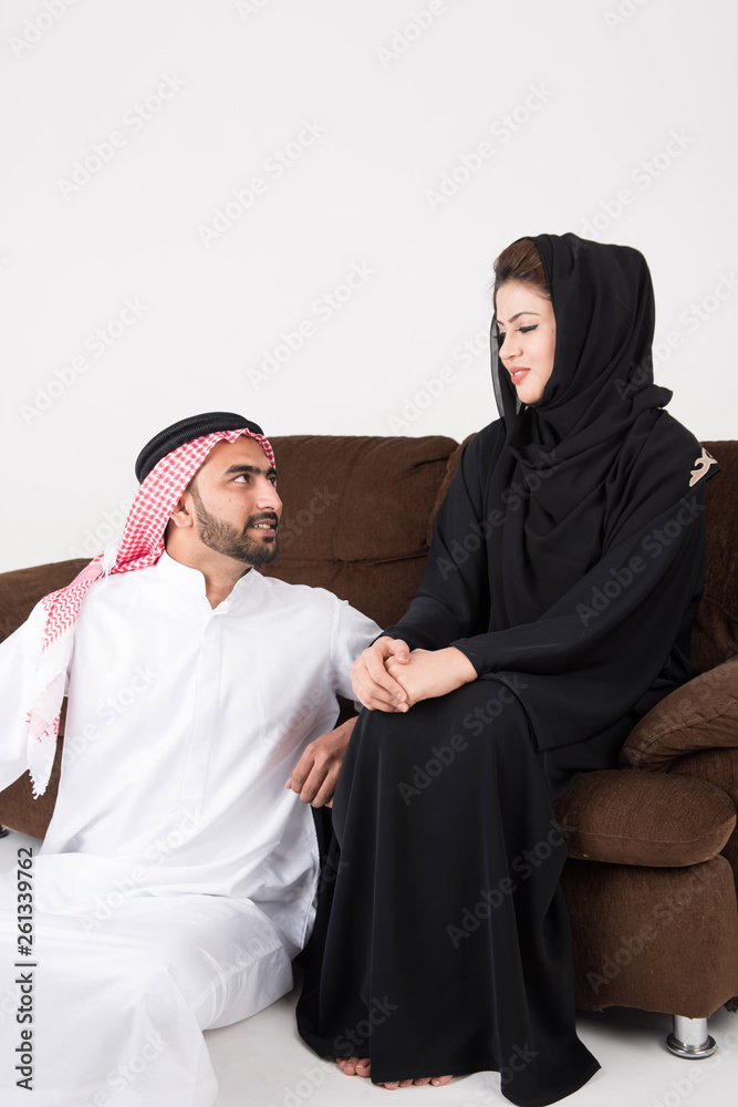 Arab couple together at home
