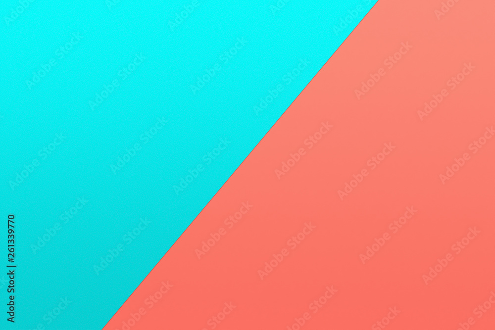 turquoise and coral piece of paper in pastel colors