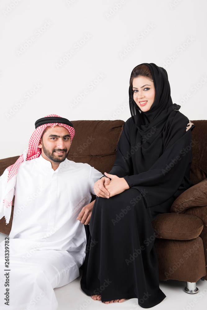 Arab couple together at home
