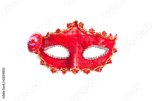 red carnival mask on a white background