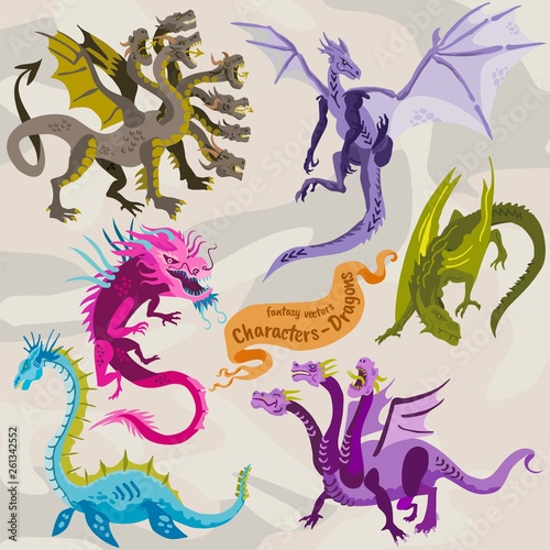 Fantasy character illustration, fictional creatures Dragon animals  © QatlasMap