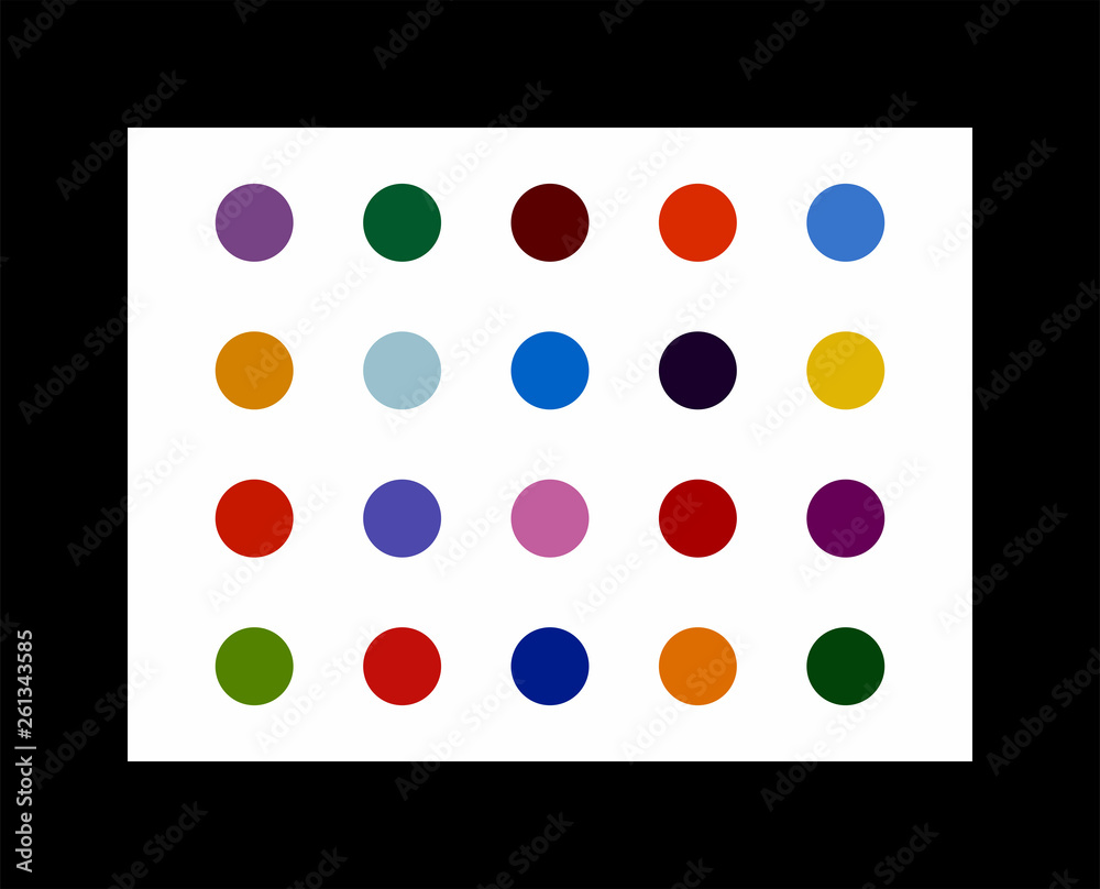 Ellipticine colored circles on a white background