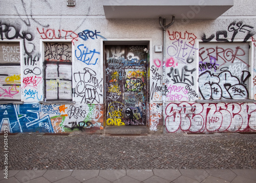 Photography beschmierte hauswand
