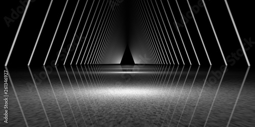 Fototapeta Naklejka Na Ścianę i Meble -  3d rendering of a dark scene with futuristic lights abstract