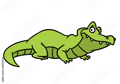 Green cheerful crocodile animal character cartoon illustration isolated image