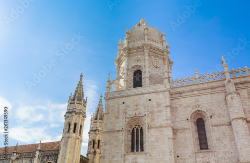 Fragment of the Jeronimos or Hieronymites Monastery. Classified as UNESCO World Heritage it stands as a masterpiece of the Manueline art. Lisbon, Portugal