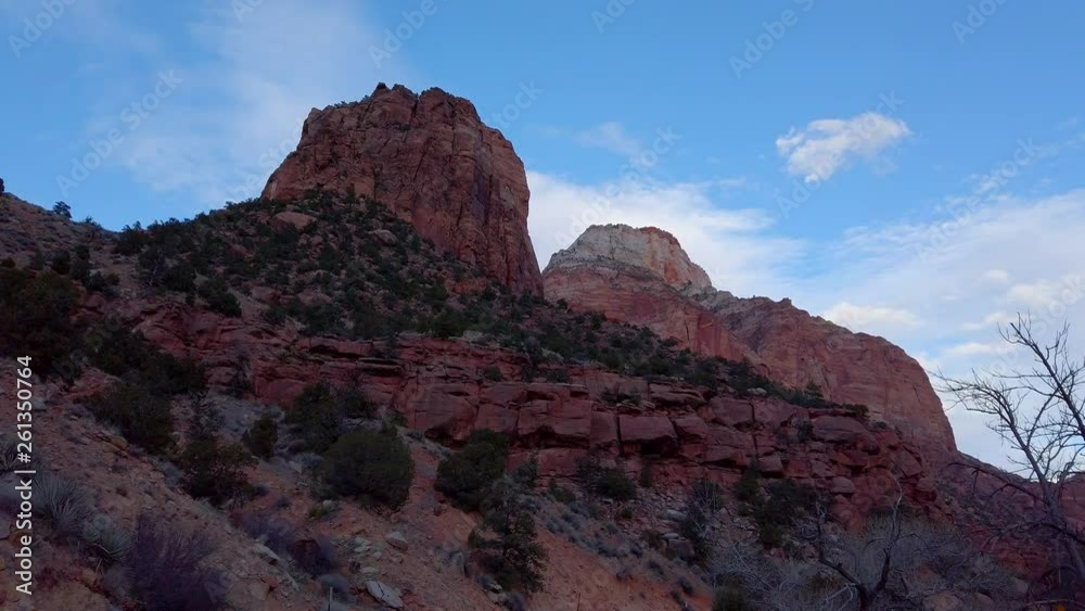 Driving through Zion Canyon National Park in Utah